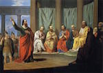 Paul preaches to a group of men